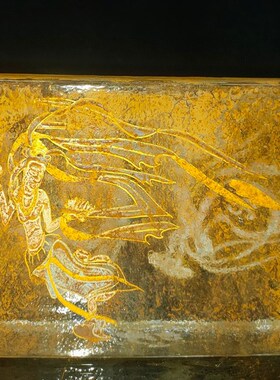 珍品古寺地宫收来老水晶砖一对雕C刻经文仿古工艺极具收藏结缘价