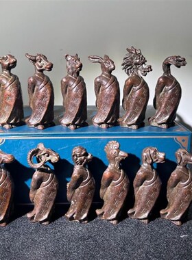 古董收藏香十二生肖饰品精工实心B旧涂布纸浆家居装饰吉祥物旧货