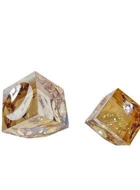 家居现代简约烟灰方形水晶摆y件客厅书房桌面创意抽象软装小饰品