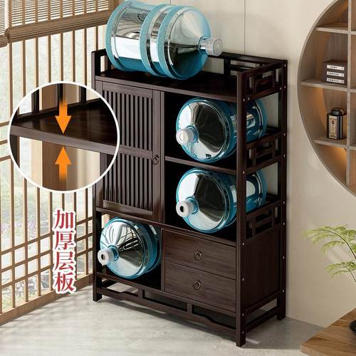 博古架实木新中式摆件茶室紫砂壶茶具收纳置物架茶柜展示柜茶叶架 - 图2