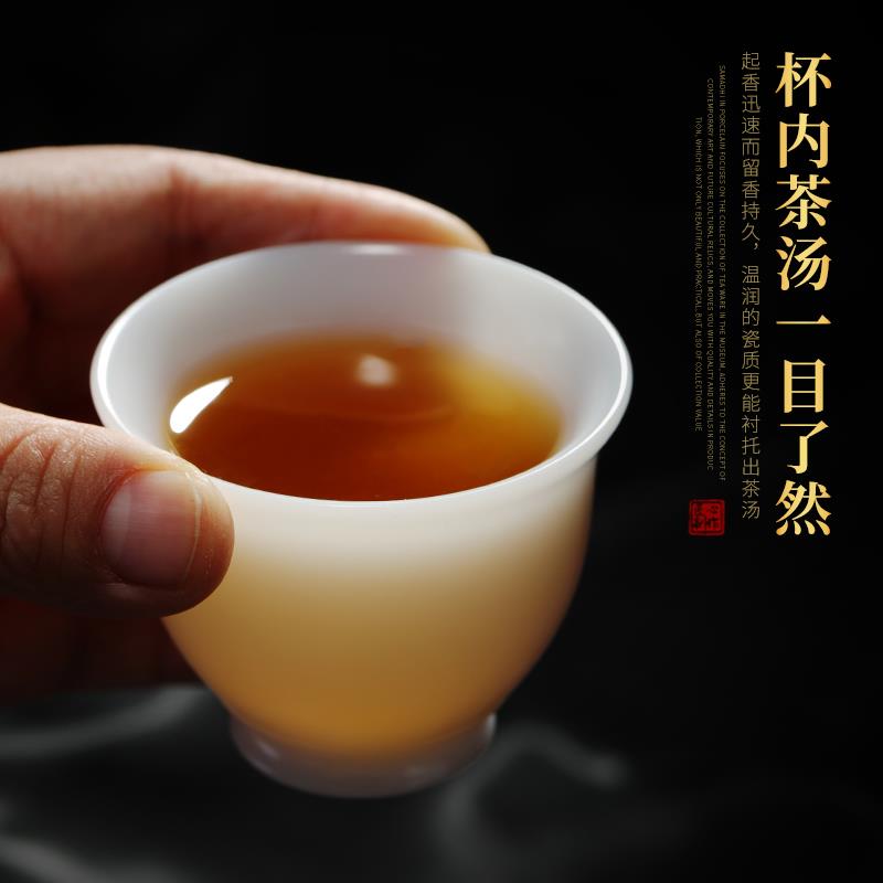 Samadhi in Porcelain Handmade Kung Fu Tea Cup Ice Seed Suet Jade White Porcelain Household High-end Tea Set Ceramic Tea Cup