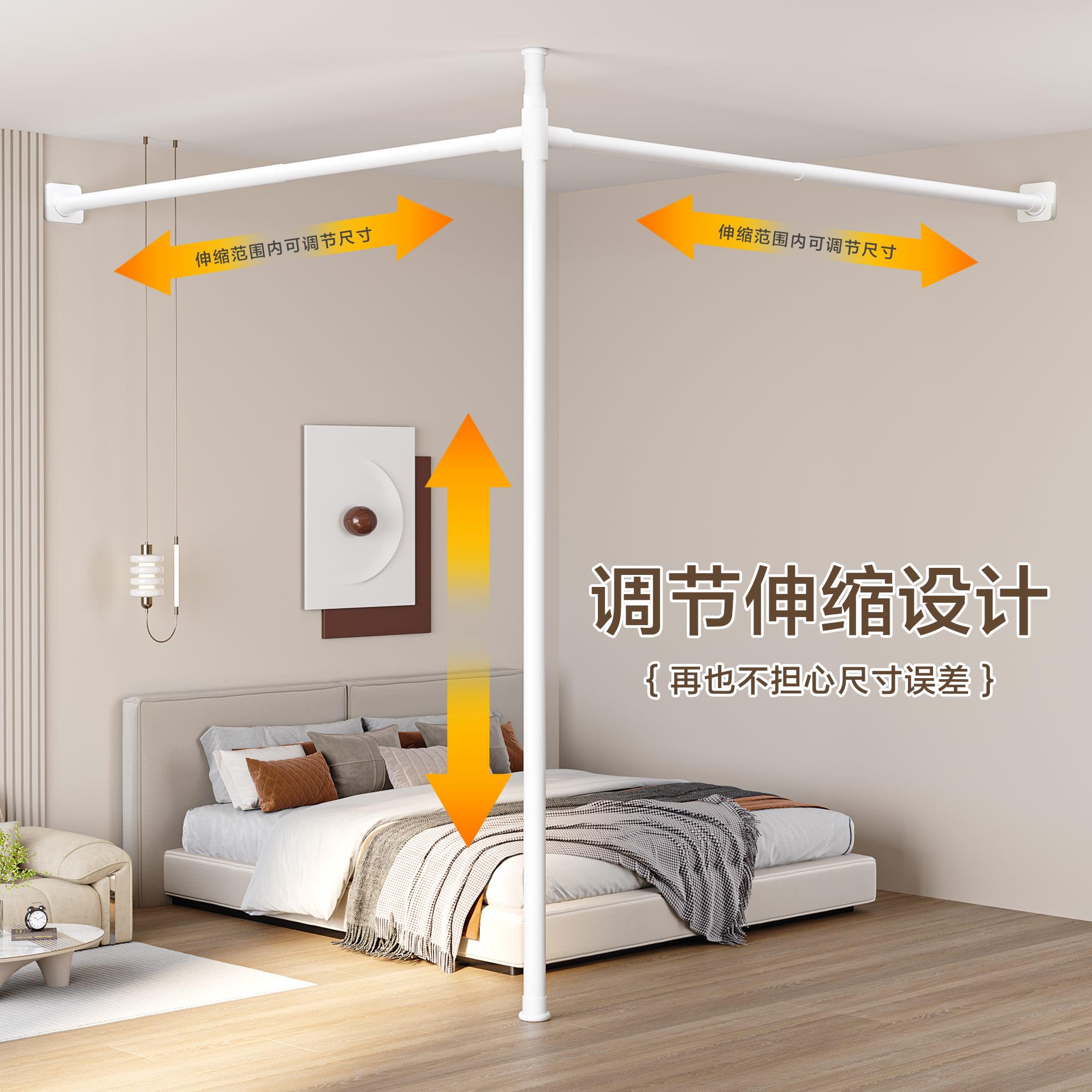 隐形折叠免打孔房间隔断帘出租屋卧室遮挡帘分割窗帘床边屏风挂帘 - 图3