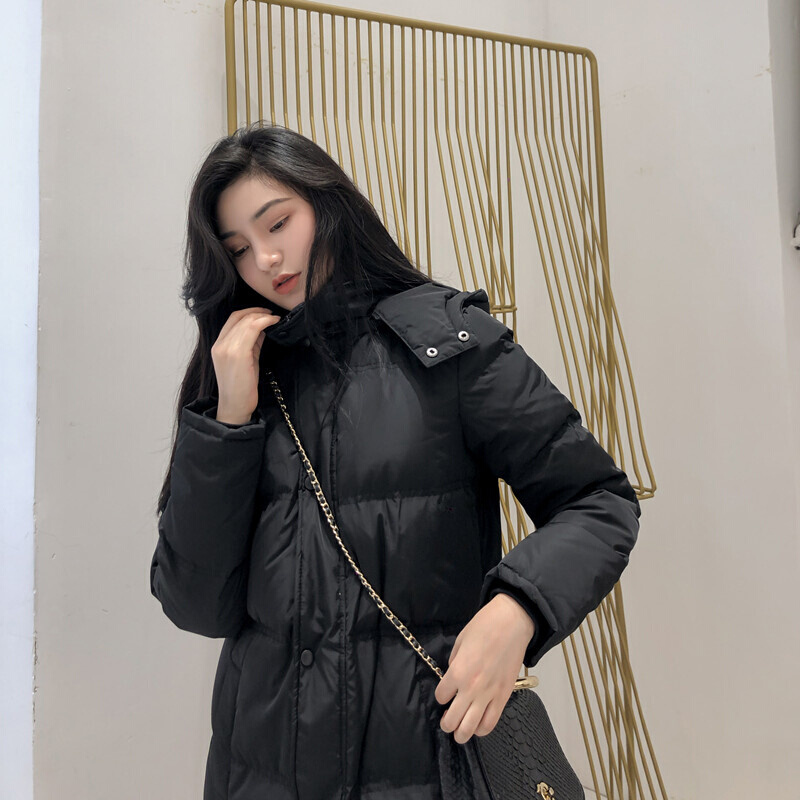 黑色羽绒服女秋冬2023年新款韩版爆款中长款时尚洋气外套