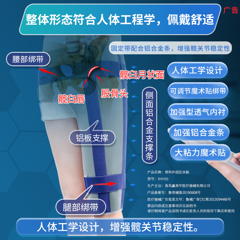 医用髋关节固定支具护具胯骨股骨头股骨颈脱臼骨折术后大腿助行器-图2