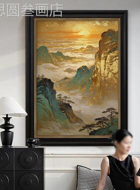 照金山纯手绘油入画中古日风装饰画客厅大气画户玄关新中式挂高级