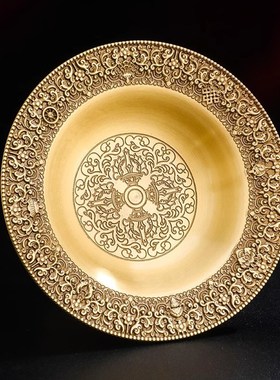 尼泊尔纯铜八f吉祥雕花护法杯家用供具黄铜贡酒杯供护杯供茶杯大