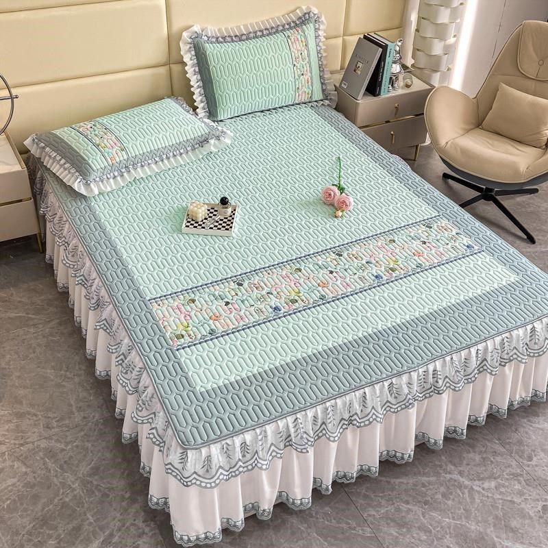 乳胶凉席床裙款三件套n公主风夏季空调冰丝席床垫1.8可水洗家用1.,淘宝优惠券,粉丝福利购,淘宝优惠卷