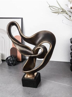 现代简约抽象树脂飘带艺术摆件样板房售楼M部客厅电视柜家居装饰