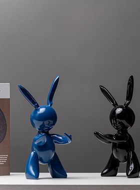 现代北欧树e脂小兔子摆件软装客厅茶几儿童房书桌书架家居饰品摆