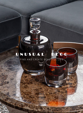 现代简约轻奢意境琥珀色酒樽酒具酒杯茶水间餐厅U客厅样板间摆件