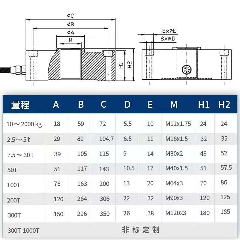 高精度轮辐式拉力压力称重传感器HZC-01重量测力器承映通用型