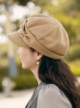张婧仪同款秋冬保暖毛呢报童帽