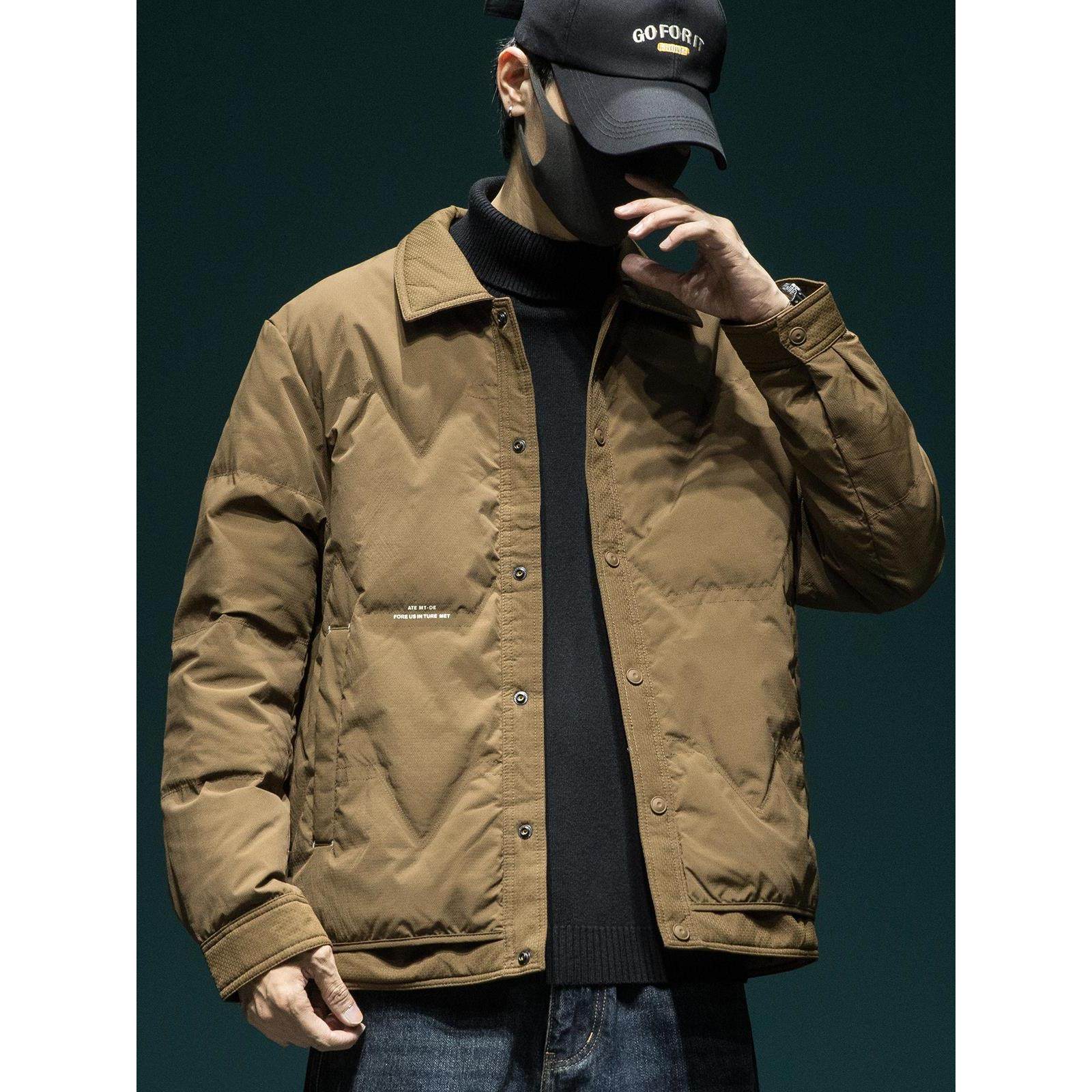 鸭绒轻薄羽绒服男宽松大码冬季新款户外防风加厚保暖衬衫领外套,淘宝优惠券,粉丝福利购,淘宝优惠卷