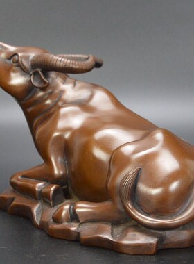 紫铜牛摆件e铜卧牛生肖牛中式铜器工艺品家居装饰品客厅办公室摆