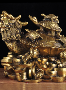特大号纯铜龙龟摆件三代龟子孙龟招财办公室桌家居客厅.玄关装饰