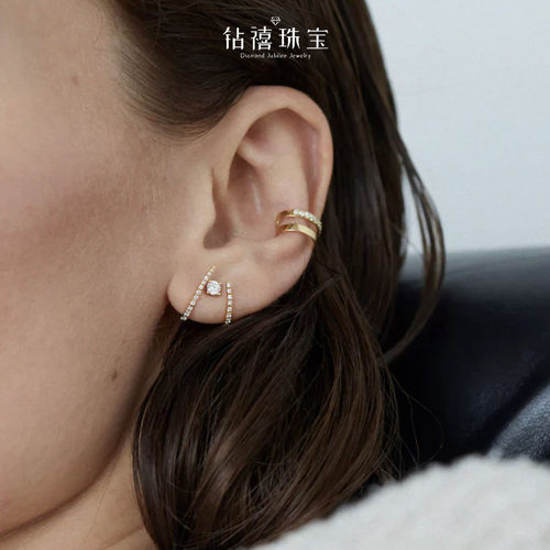 钻禧珠宝六爪钻石耳钉18K金白金1克拉真钻耳饰送女友礼物自戴 - 图2