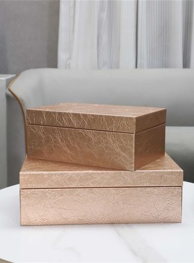 现代简约c木质皮革首饰盒衣帽间梳妆台陈列架软装收纳盒家居装饰