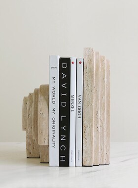 新品欧式极简洞石l几何书档摆件z新中式样板房家居客厅书房书柜装