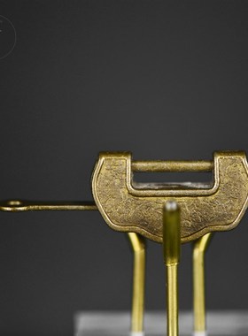 真品 清代老铜锁《百年好合》J古代铜锁 老锁全套