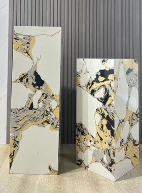 可定制天然大g理石石墩雕塑底座售楼处酒店会所商场大厅落地展示