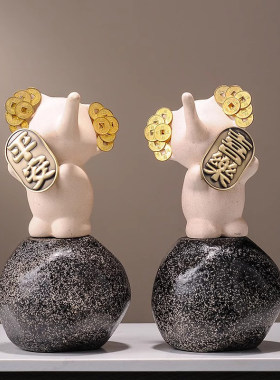 石来运转招财大象摆件玄关电视柜高级感办公室客厅装饰品乔迁礼物