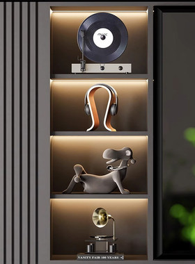 德国现代轻奢高级感电视柜摆件客厅壁龛开放格音乐艺术主题装饰品