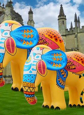 大型玻璃钢彩绘大象雕塑户外商场景区游乐园招财仿真动物摆件装饰