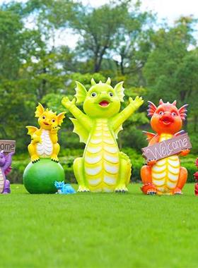 户外大型卡通恐龙玻璃钢雕塑园林游乐园商场公园景区动物座椅摆件