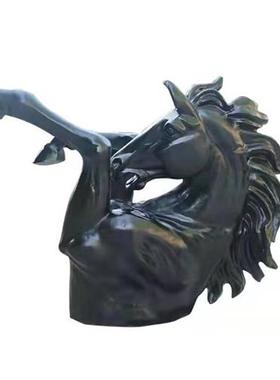 玻璃纤维创意半身马马头雕塑动物马室内酒店大堂景观墙面装饰品摆