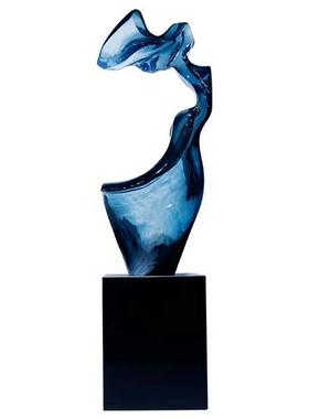 酒店大型抽象艺术摆件高级落地轻奢玄关透明树脂雕塑别墅客厅装饰