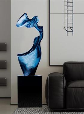 现代抽象透明树脂雕塑玄关大型落地摆件酒店样板间样品屋展示中心