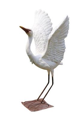 仿真白鹭雕塑玻璃钢大型仙鹤摆件庭院子假山水池塘户外花园林景观