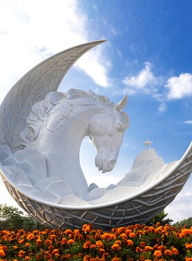 户外景观动物创意塑像城市v广场马雕塑制作园林公园大型艺术品定