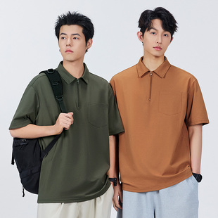 名创优品半拉链POLO衫男夏季灰色速干