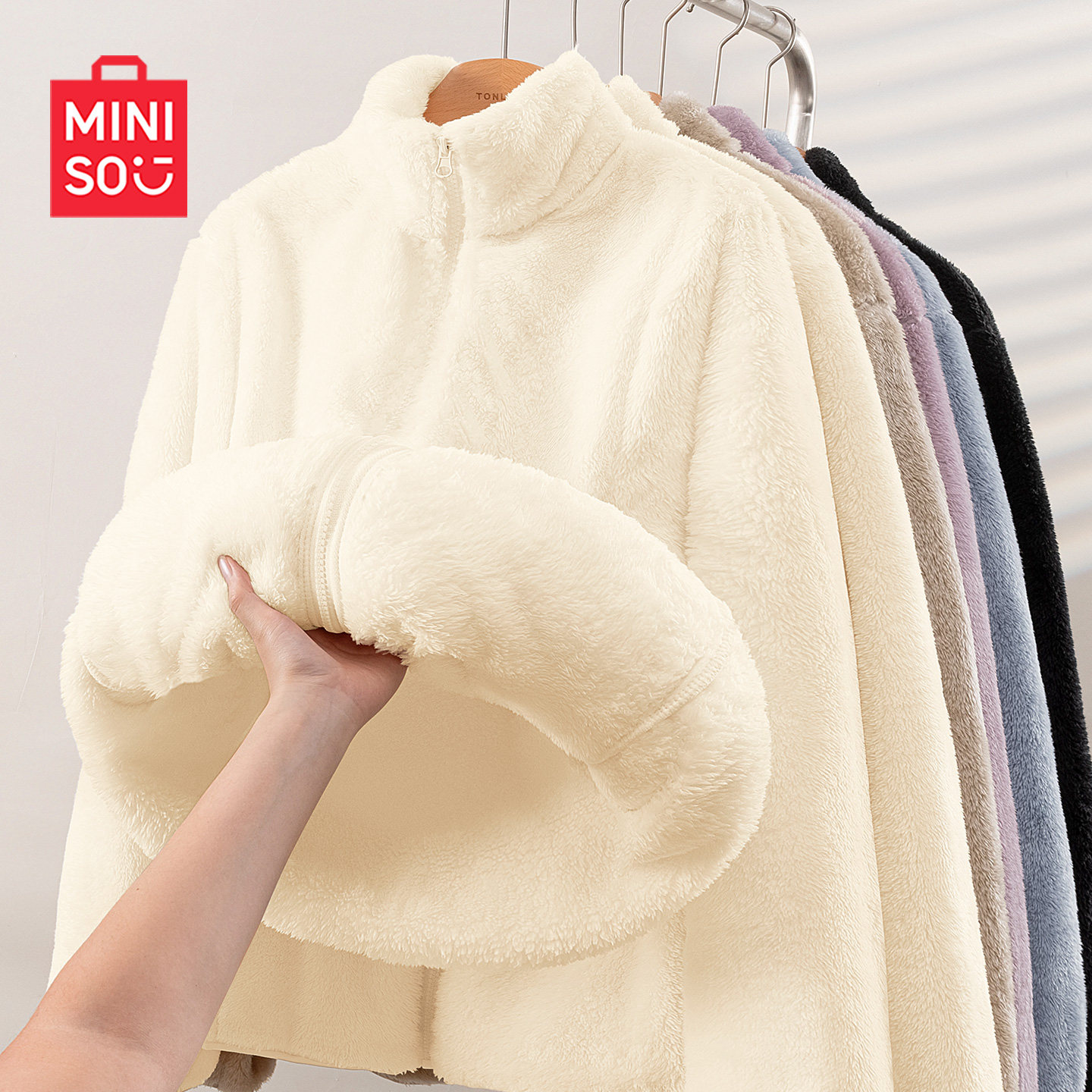 MINISO/名创优品摇粒绒外套女2026新款冬季女士抓绒加厚立领卫衣J 女士加实拍商品图
