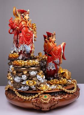 台湾纯铜五路财神摆件家用供奉大号聚宝盆招财财神爷神像店铺摆件