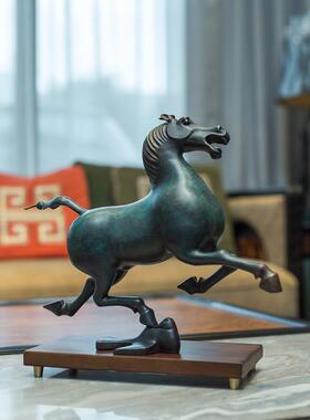 古铜官马踏飞燕铜奔马摆件客厅玄关电视柜办公桌装饰工艺品艺术品