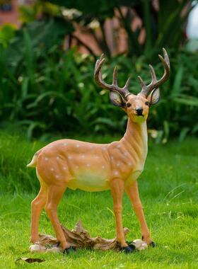户外园林景观风景区花园庭院婚庆装饰彷真玻璃纤维雕塑大号梅花鹿