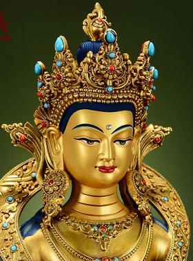 藏村全鎏金《地藏王》室内家用精工铜雕《地藏菩萨》铜佛像摆件