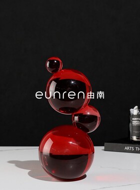 欧式轻奢创意几何水晶球家居桌面摆件软装饰样板房间工Z艺品小摆