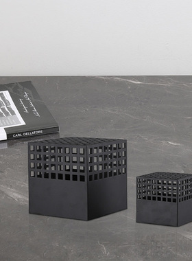 北欧黑色盒子摆件简约售楼处办公室桌面装V饰品创意软装