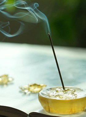 琉璃莲花能量玉石线香插SPA会所中式仿K古解压情绪稳定治愈小摆件