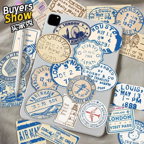 100张旅途票根贴纸复古风小众车票登机牌火车票邮戳印章手账素材手机壳笔记本电脑ipad平板水杯装饰防水贴画 - 图2