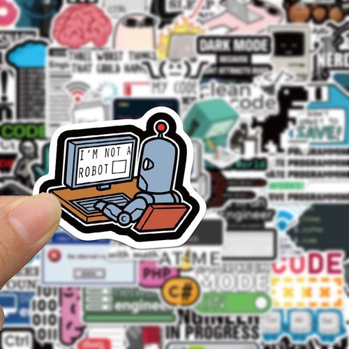 100张程序猿MEME贴纸卡通代码编程系统工作小众高颜值手账手机壳笔记本装饰防水贴画 - 图0