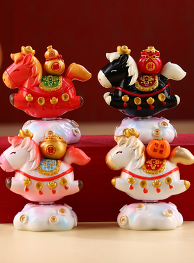 转转小马摆件旋转桌面装饰伴手礼