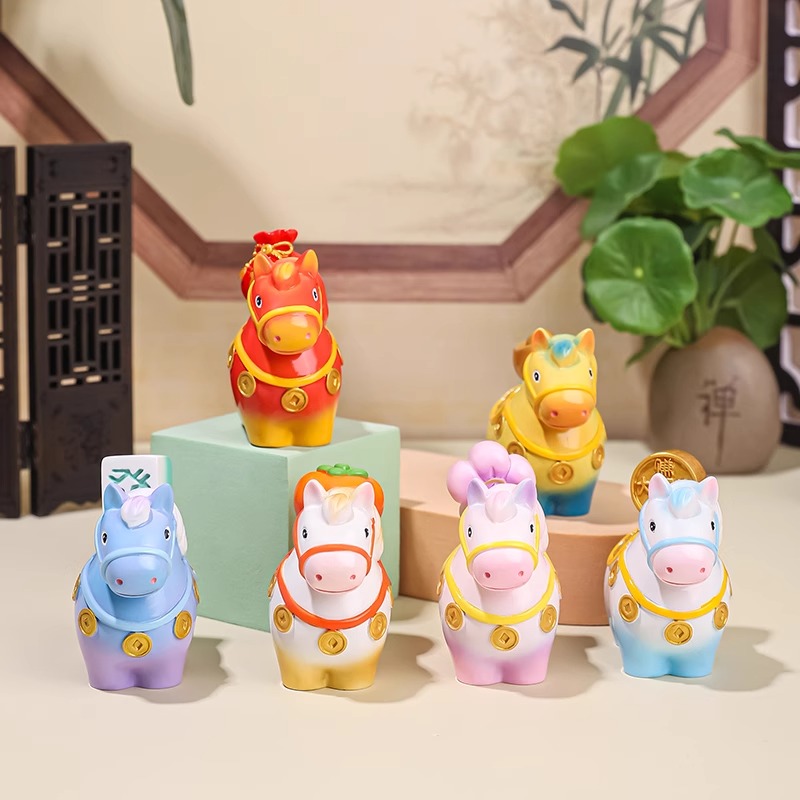 洛阳文创纪念品唐三彩小胖马摆件马上有钱博物馆特产中秋节小礼品