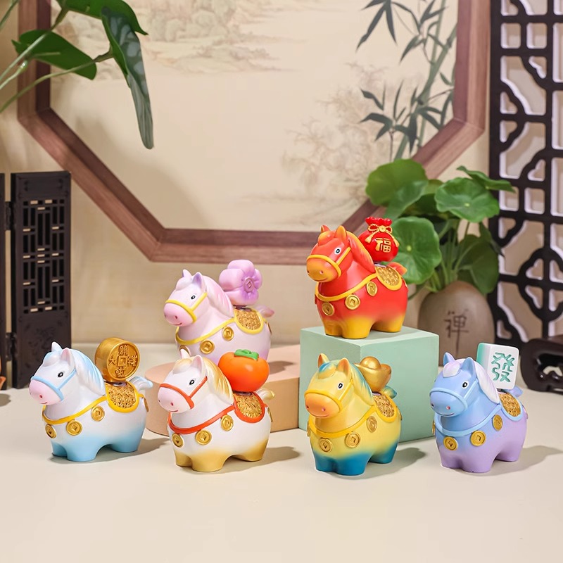 洛阳文创纪念品唐三彩小胖马摆件马上有钱博物馆特产中秋节小礼品