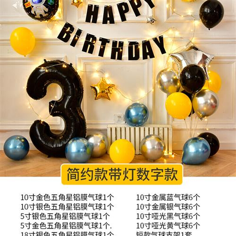 儿童生日装饰场景布置男孩三岁3岁气球男生男童周岁太空主题十岁-图3