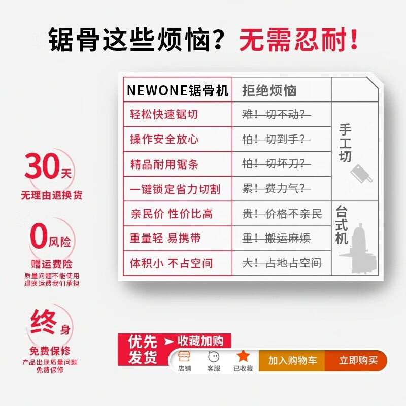 电动锯骨机家用小型切割机猪蹄牛排排骨冻肉骨头剁骨锯肉切骨机切 - 图1