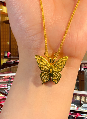 金包银光明女神蝴蝶花丝珐琅项链